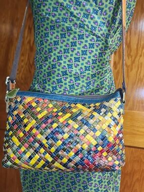 Handwoven Multicolor Leather Crossbody Bag - Stylish Women’s Shoulder Bag